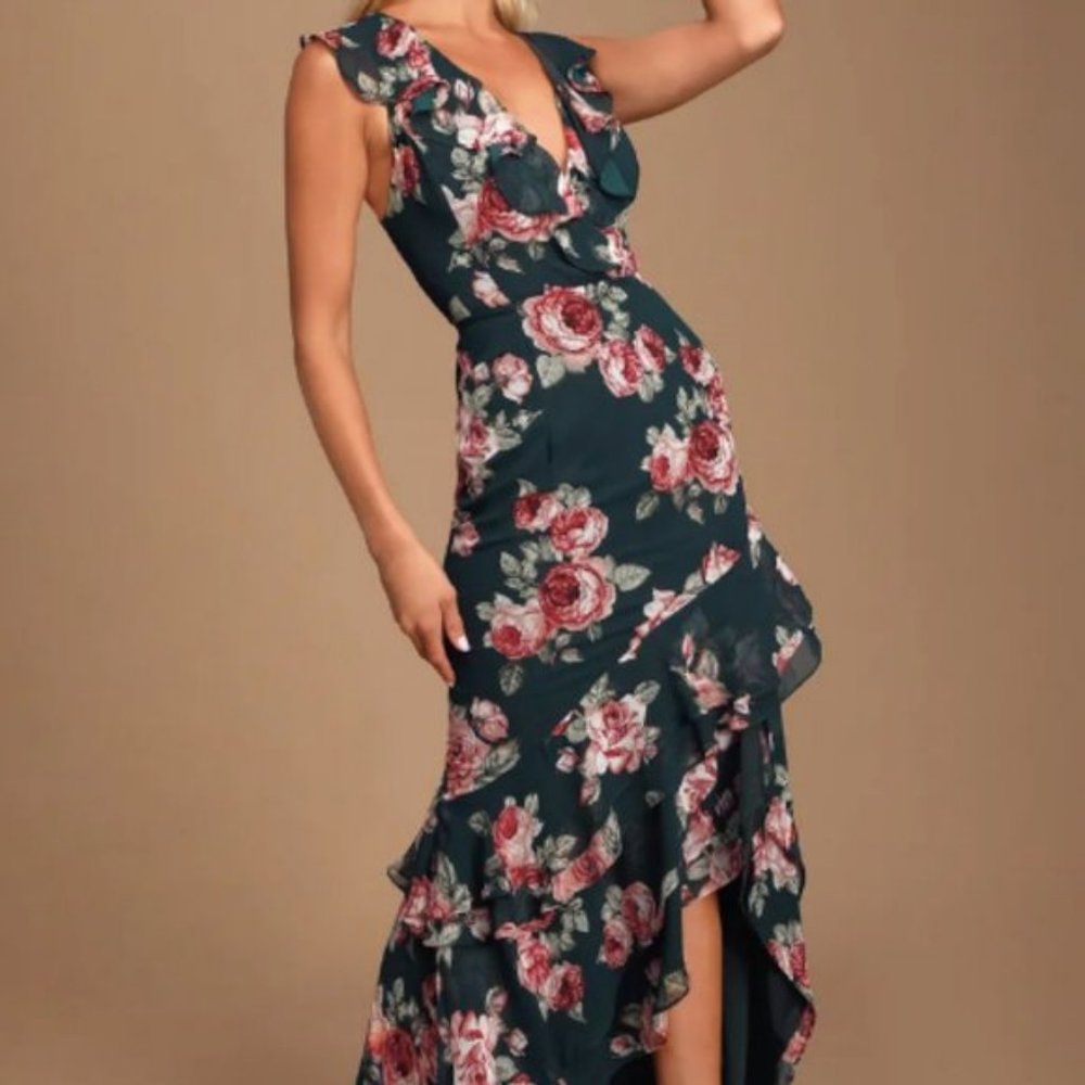 Lulus Secret Romance Floral High-Low Maxi Dress
